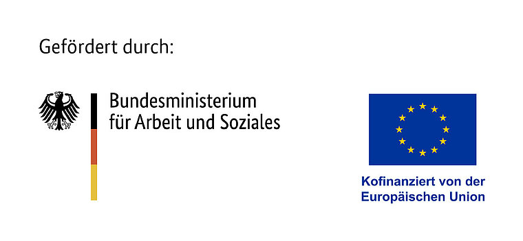 Förderlogos: Gefördert durch Bundesministerium für Arbeit und Soziales, kofinanziert von der Europäischen Union